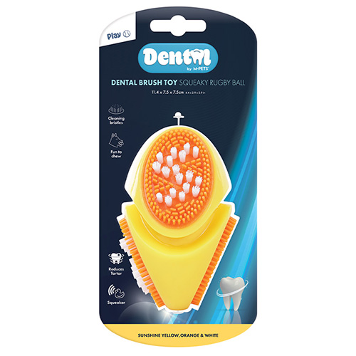 【M-PETS】エムペッツ　DENTALブラシトイ スクィキーラグビーボール